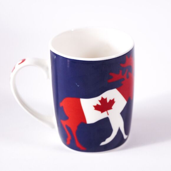 Canada Moose Maple Leaf Candian Ceramic Coffee Mug Tea Cup Drinkware Blue Red - Picture 3 of 8
